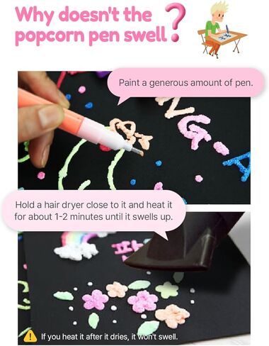 ADDY & PLUSY Dong-A قلم ألوان الفشار السحري المنتفخ 10 ألوان بطاقات تزيين ثلاثية الأبعاد، رسم، فنون صغيرة in Kuwait