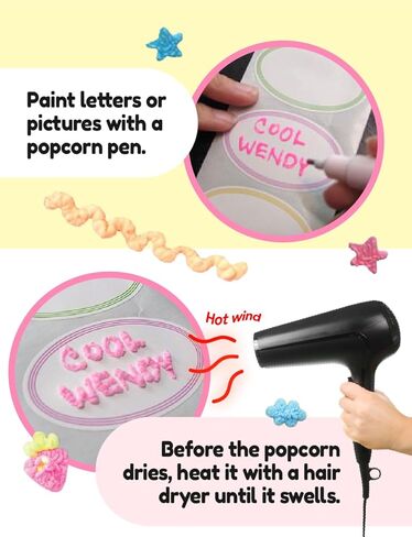 ADDY & PLUSY Dong-A قلم ألوان الفشار السحري المنتفخ 10 ألوان بطاقات تزيين ثلاثية الأبعاد، رسم، فنون صغيرة in Kuwait