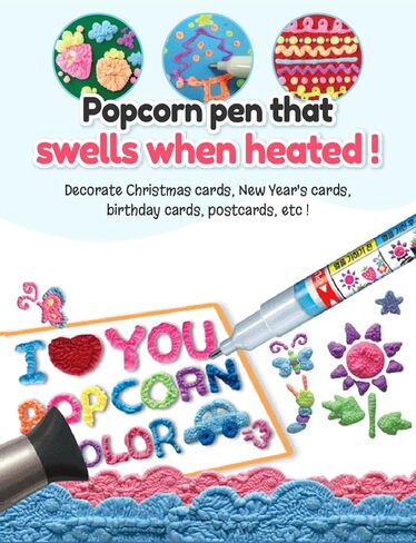 ADDY & PLUSY Dong-A قلم ألوان الفشار السحري المنتفخ 10 ألوان بطاقات تزيين ثلاثية الأبعاد، رسم، فنون صغيرة in Kuwait