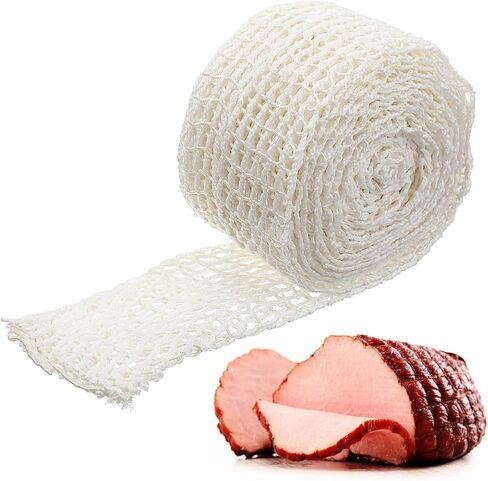 5m Meat Netting Roll, Size 22 Ham Sock Elastic Netting Smoked Meat Poultry Ham Nettings Beef Nettings Precut Butcher Twine Net for Meats Cooking Sausage Making or Drying (1 Roll-16.4Ft） in Saudi Arabia