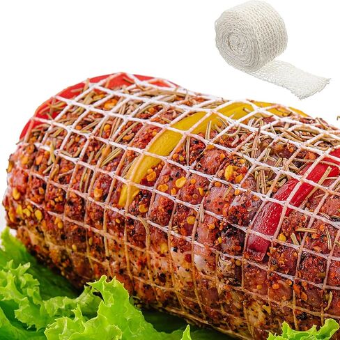5m Meat Netting Roll, Size 22 Ham Sock Elastic Netting Smoked Meat Poultry Ham Nettings Beef Nettings Precut Butcher Twine Net for Meats Cooking Sausage Making or Drying (1 Roll-16.4Ft） in Saudi Arabia