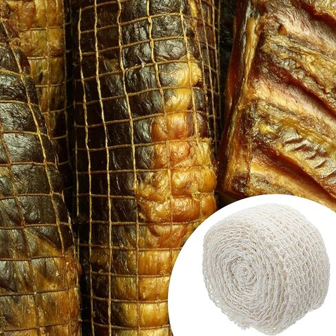 5m Meat Netting Roll, Size 22 Ham Sock Elastic Netting Smoked Meat Poultry Ham Nettings Beef Nettings Precut Butcher Twine Net for Meats Cooking Sausage Making or Drying (1 Roll-16.4Ft） in Saudi Arabia