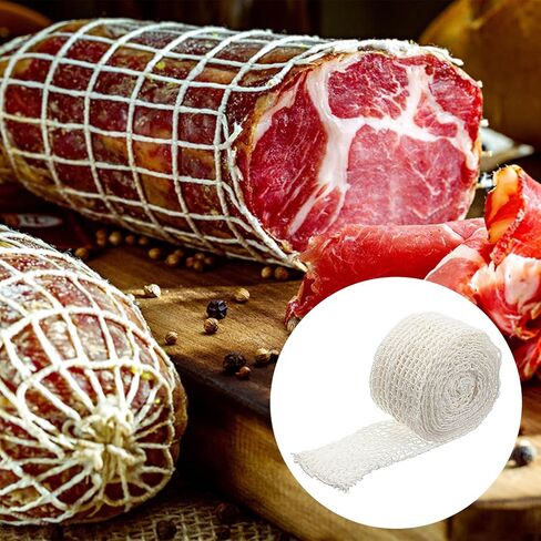 5m Meat Netting Roll, Size 22 Ham Sock Elastic Netting Smoked Meat Poultry Ham Nettings Beef Nettings Precut Butcher Twine Net for Meats Cooking Sausage Making or Drying (1 Roll-16.4Ft） in Saudi Arabia