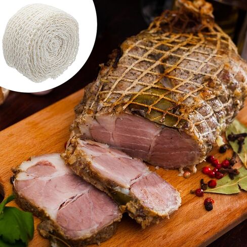 5m Meat Netting Roll, Size 22 Ham Sock Elastic Netting Smoked Meat Poultry Ham Nettings Beef Nettings Precut Butcher Twine Net for Meats Cooking Sausage Making or Drying (1 Roll-16.4Ft） in Saudi Arabia