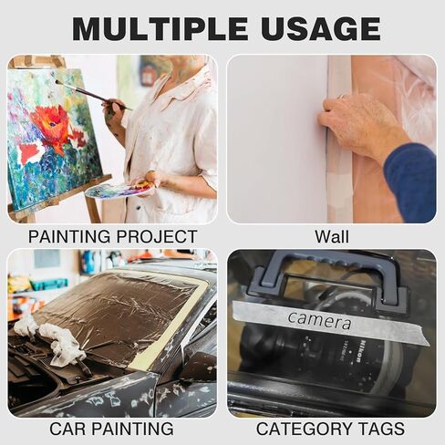 4 لفات شريط لاصق أبيض، 2 1 3/4 1/4 بوصة عرض، متعدد المقاسات متنوعة للأغراض العامة، شريط لاصق بيج للرسامين، شريط فني للحرف اليدوية، شريط ورقي، 0.24/0.6/1/2 بوصة × 22 ياردة in Kuwait