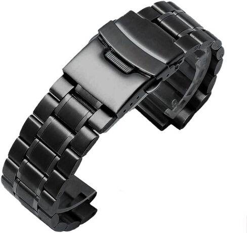 حزام ساعة من الفولاذ المقاوم للصدأ للرجال مناسب لـ TIMEX T2N720 T2N721 TW2R55500 T2N739 حزام ساعة 24 * 16 مم سوار فضي أسود (خمسة لؤلؤ أسود) in Kuwait