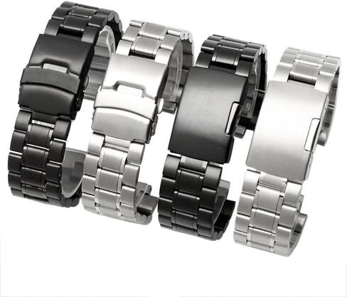 حزام ساعة من الفولاذ المقاوم للصدأ للرجال مناسب لـ TIMEX T2N720 T2N721 TW2R55500 T2N739 حزام ساعة 24 * 16 مم سوار فضي أسود (خمسة لؤلؤ أسود) in Kuwait