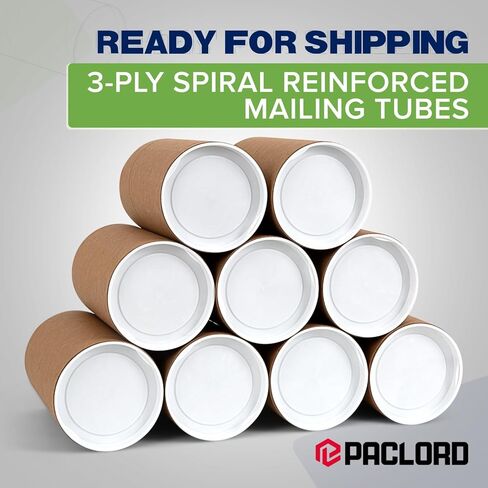 3" x 6" Reinforced Kraft Paper Mailing Tubes, Pack of 8 Tubes with 2 Caps Each – USPS Approved Poster Tube – Made in USA Cardboard Tube for Shipping and Storing Posters, Prints, Artwork, or Documents in Saudi Arabia