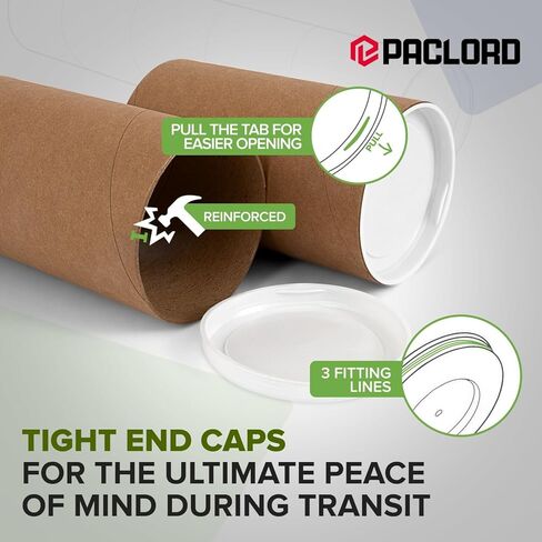 3" x 6" Reinforced Kraft Paper Mailing Tubes, Pack of 8 Tubes with 2 Caps Each – USPS Approved Poster Tube – Made in USA Cardboard Tube for Shipping and Storing Posters, Prints, Artwork, or Documents in Saudi Arabia