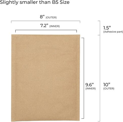 بريد مبطن على شكل قرص العسل من كرافت، 7.2 × 9.6 بوصة، مغلفات سميكة للشحن والتعبئة، ورق ممتاز معاد تدويره، جزء علوي ذاتي الغلق مقاوم للتلاعب، 10 عبوات (7.2 × 9.6 بوصة) in Kuwait