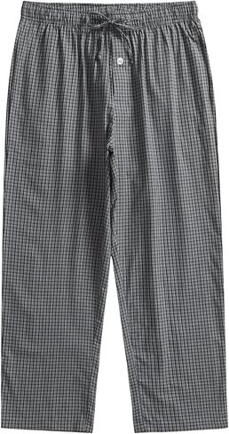 Esenchel Men's Plaid Cotton Pajama Pants Lightweight Sleep Lounge Pants in Kuwait