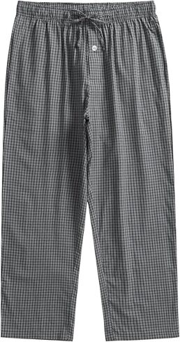 Esenchel Men's Plaid Cotton Pajama Pants Lightweight Sleep Lounge Pants in Kuwait
