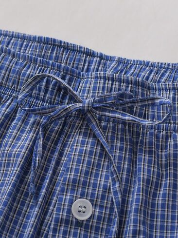 Esenchel Men's Plaid Cotton Pajama Pants Lightweight Sleep Lounge Pants in Kuwait