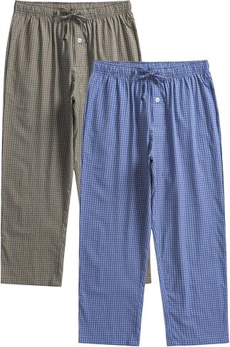 Esenchel Men's Plaid Cotton Pajama Pants Lightweight Sleep Lounge Pants in Kuwait