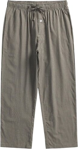 Esenchel Men's Plaid Cotton Pajama Pants Lightweight Sleep Lounge Pants in Kuwait