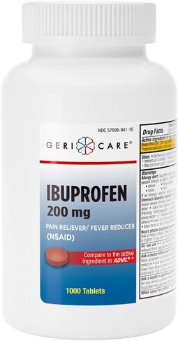 GeriCare Ibuprofen 200mg, Pain Reliever, Fever Reducer, Relieves Body Aches, 100 Count (Pack of 1) in Kuwait