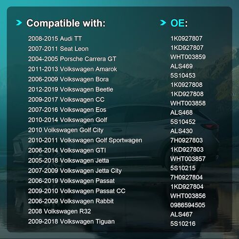 مستشعر سرعة العجلات ABS أمامي وخلفي متوافق مع فولكس فاجن بيتل جيتا باسات رابيت تيجوان R32 CC Eos Amarok GTI 2005-2019، Audi TT Seat Leon 07-15، ALS469 ALS467 ALS468 1K0927807 1K0927808 in Saudi Arabia