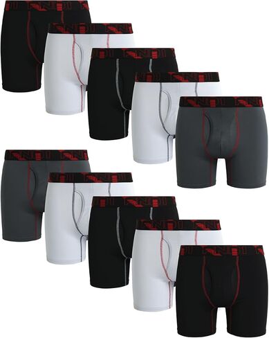 AND1 Men's Underwear Boxer Briefs - 10 Pack Performance Stretch Compression Boxers for Men with Functional Fly Pouch (S-3XL) in Saudi Arabia