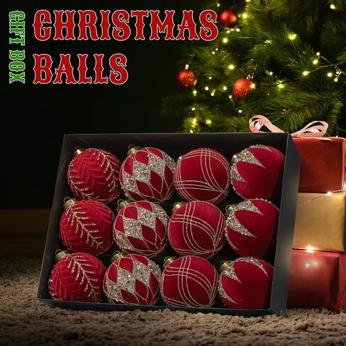 12 قطعة من زخارف كرات عيد الميلاد المخملية - 80 مم/ 3.15 بوصة من زخارف عيد الميلاد الخضراء المتجمعة، زينة كروية بلاستيكية مقاومة للكسر لشجرة عيد الميلاد، والعطلات، والزفاف، والحفلات in Kuwait