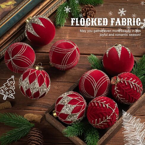 12 قطعة من زخارف كرات عيد الميلاد المخملية - 80 مم/ 3.15 بوصة من زخارف عيد الميلاد الخضراء المتجمعة، زينة كروية بلاستيكية مقاومة للكسر لشجرة عيد الميلاد، والعطلات، والزفاف، والحفلات in Kuwait