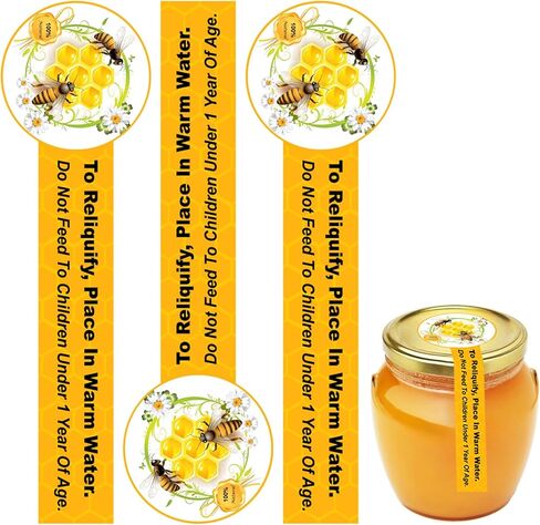 120PCS Tamper Proof Pure Honey Stickers, Bottle Lid Seal Labels for Honey Jars, Tamper Evident Stickers for Honey Sales Stores Business(1"x3.5") in Kuwait