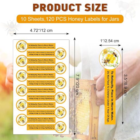 120PCS Tamper Proof Pure Honey Stickers, Bottle Lid Seal Labels for Honey Jars, Tamper Evident Stickers for Honey Sales Stores Business(1"x3.5") in Kuwait