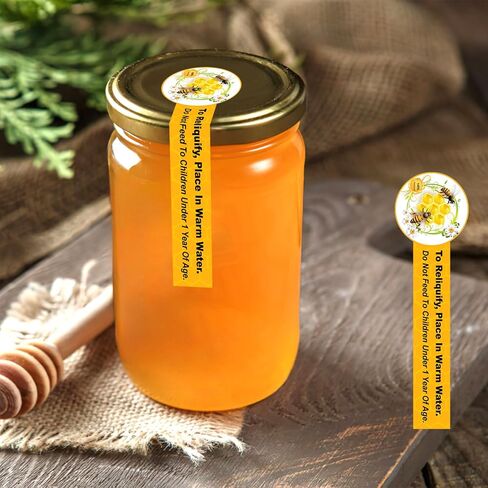 120PCS Tamper Proof Pure Honey Stickers, Bottle Lid Seal Labels for Honey Jars, Tamper Evident Stickers for Honey Sales Stores Business(1"x3.5") in Kuwait