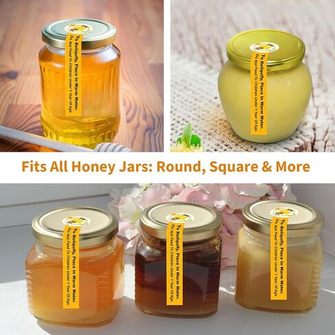 120PCS Tamper Proof Pure Honey Stickers, Bottle Lid Seal Labels for Honey Jars, Tamper Evident Stickers for Honey Sales Stores Business(1"x3.5") in Kuwait