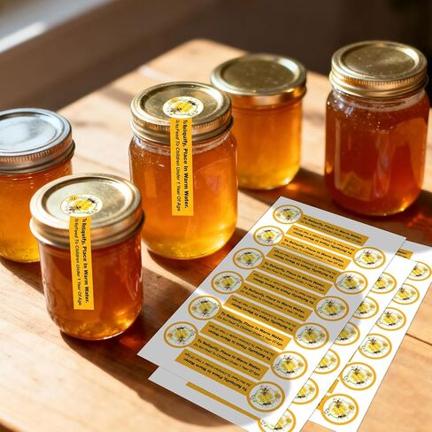 120PCS Tamper Proof Pure Honey Stickers, Bottle Lid Seal Labels for Honey Jars, Tamper Evident Stickers for Honey Sales Stores Business(1"x3.5") in Kuwait