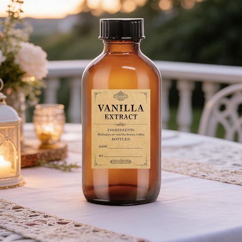 Fits 2oz, 4oz, 8oz,(80 Pcs) Kraft Color,Homemade Vanilla Extract Stickers, Vanilla Extract Labels for Handcrafted Vanilla Bottles,1.5x2in,2x2.7in in Kuwait