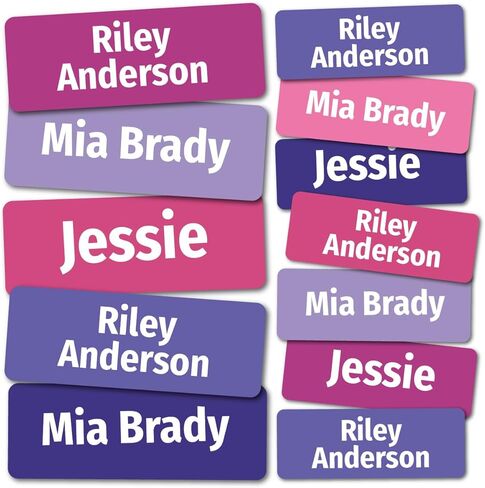 Kids Personalized Name Labels for School, Camp, Daycare (128 Labels) Custom Peel and Stick Waterproof Name Tags Stickers for Water Bottles, Lunch Boxes, Clothing, School Supplies (Neutral Colors) in Saudi Arabia