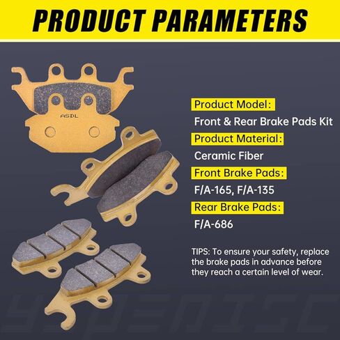 Brake Pads Ceramic Fit for Kawasaki Mule Pro FXT/EPS KAF 820 2015-2018 for Mule Pro FX/EPS 2016-2018 for Mule Pro DXT/Diesel EPS KAF 1000 2016-2018 for Mule Pro DX EPS/Diesel 2016-2018 in Saudi Arabia