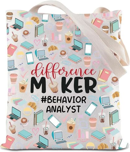 JYTAPP Behavior Analyst Canvas Tote Bag Behavior Analyst Different Maker Gifts Behavior Specialist Gift BCBA Therapist Gift in Kuwait