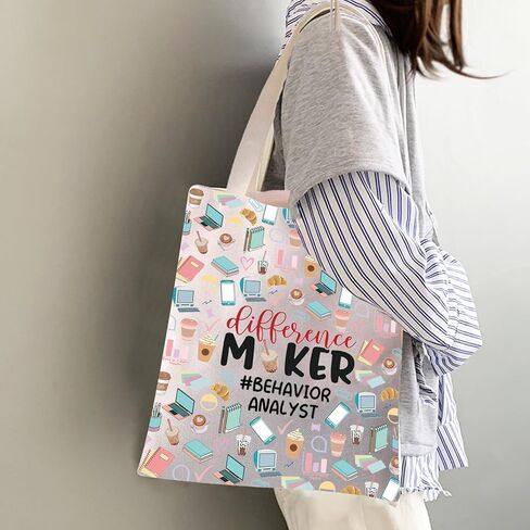 JYTAPP Behavior Analyst Canvas Tote Bag Behavior Analyst Different Maker Gifts Behavior Specialist Gift BCBA Therapist Gift in Kuwait