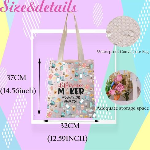 JYTAPP Behavior Analyst Canvas Tote Bag Behavior Analyst Different Maker Gifts Behavior Specialist Gift BCBA Therapist Gift in Kuwait