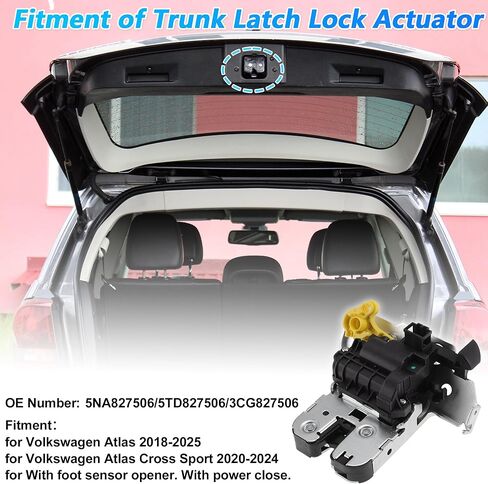 مشغل قفل بمزلاج الجذع الخلفي لفولكس واجن أطلس 2018-2025 4 دبابيس مزلاج الباب الخلفي الخلفي المحرك 5NA827506 معدن بلاستيكي أسود in Kuwait
