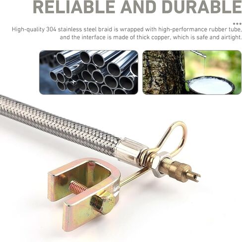 2 PCS Tire Valve Stem Extension, 7"/180mm Metal Braided Inflatable Extension Tube with 2 Clips, Universal for Heavy Cars, Trucks, Trailers, RVs (Gold) in Kuwait