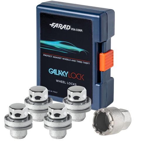 Farad GalaxyLock AG6AF/M Chromed Lug nut Wheel-Locks Kit Suitable for Toyota Grand Highlander 2024, 2025, 2026 (M14 X 1.5 Thread Size) - Set of 4 Lug Nuts + 1 Key in Kuwait