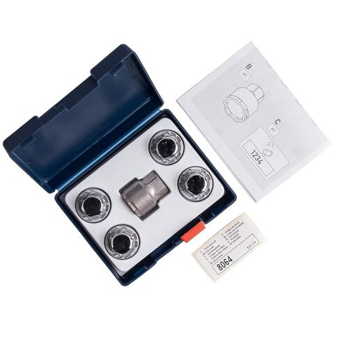 Farad GalaxyLock AG6AF/M Chromed Lug nut Wheel-Locks Kit Suitable for Toyota Grand Highlander 2024, 2025, 2026 (M14 X 1.5 Thread Size) - Set of 4 Lug Nuts + 1 Key in Kuwait