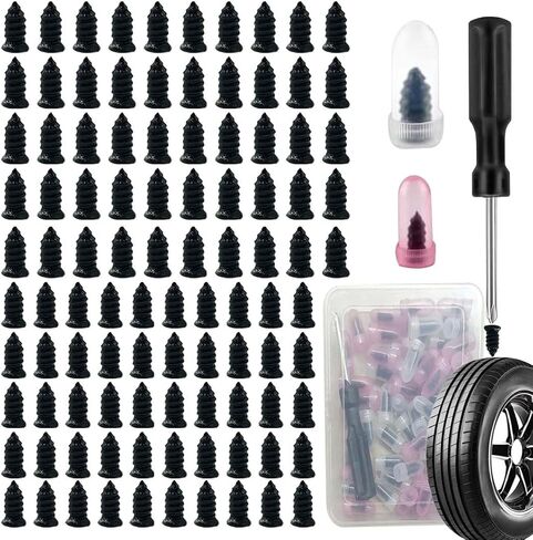 100 PCS Tire Repair Rubber Nails Kit,2 Sizes Tire Repair Screws Fast Self-Service Tire Repair Tools, with Box and Screwdriver, for Car Motorcycle Jeep Tire Puncture Repair in Kuwait