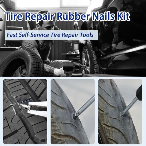 100 PCS Tire Repair Rubber Nails Kit,2 Sizes Tire Repair Screws Fast Self-Service Tire Repair Tools, with Box and Screwdriver, for Car Motorcycle Jeep Tire Puncture Repair in Kuwait
