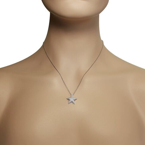 My Daily Styles 925 Sterling Silver White CZ Womens Starfish Pendant Necklace in Kuwait