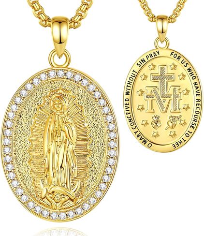 AEONSLOVE Virgin Mary Necklace Virgen de Guadalupe Religious Jewelry Gifts for Women in Kuwait