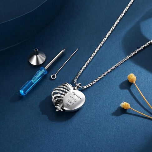 Heart Shape Rose Rib Cage Urn Necklaces for Ashes 925 Sterling Silver-Gothic Cremation Jewelry Memorial Gifts for Women in Kuwait