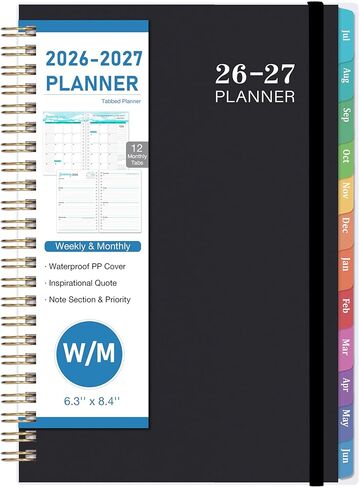Planner 2026-2027 - Academic Planner 2026-2027, Jul. 2026 - Jun. 2027, 6.3'' x 8.4'', Weekly and Monthly Planner 26-27 with Back Pocket, Transparent PP Cover, Colorful Monthly Tabs in Kuwait