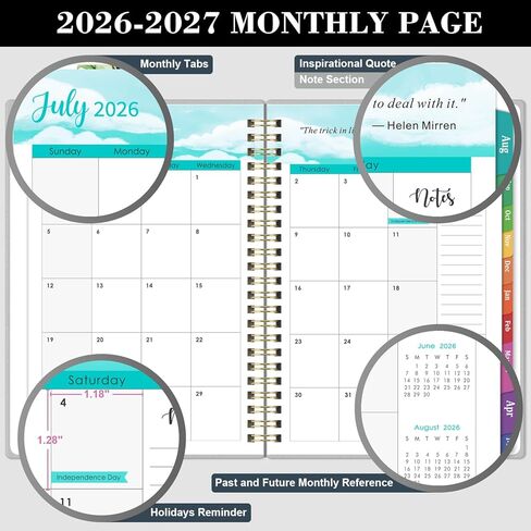 Planner 2026-2027 - Academic Planner 2026-2027, Jul. 2026 - Jun. 2027, 6.3'' x 8.4'', Weekly and Monthly Planner 26-27 with Back Pocket, Transparent PP Cover, Colorful Monthly Tabs in Kuwait