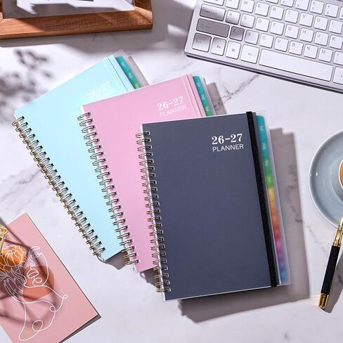 Planner 2026-2027 - Academic Planner 2026-2027, Jul. 2026 - Jun. 2027, 6.3'' x 8.4'', Weekly and Monthly Planner 26-27 with Back Pocket, Transparent PP Cover, Colorful Monthly Tabs in Kuwait