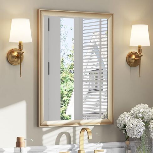 ushower 2 حزمة مرايا الحمام السوداء لأكثر من بالوعة 24x36 بوصة، الألومنيوم مؤطرة مرآة الغرور مستطيلة للجدار، غرفة نوم، غرفة المعيشة، مدخل، مكافحة الصدأ، الزجاج المقسى HD، أفقي / عمودي in Kuwait