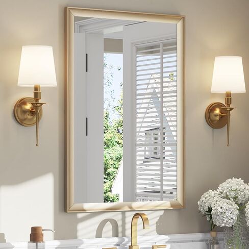 ushower 2 حزمة مرايا الحمام السوداء لأكثر من بالوعة 24x36 بوصة، الألومنيوم مؤطرة مرآة الغرور مستطيلة للجدار، غرفة نوم، غرفة المعيشة، مدخل، مكافحة الصدأ، الزجاج المقسى HD، أفقي / عمودي in Kuwait