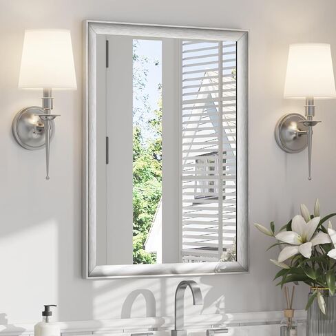ushower 2 حزمة مرايا الحمام السوداء لأكثر من بالوعة 24x36 بوصة، الألومنيوم مؤطرة مرآة الغرور مستطيلة للجدار، غرفة نوم، غرفة المعيشة، مدخل، مكافحة الصدأ، الزجاج المقسى HD، أفقي / عمودي in Kuwait
